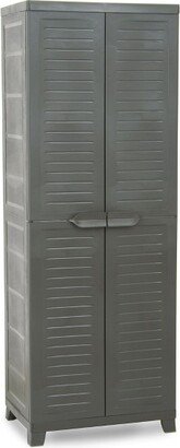 RAM Quality Products ELITE Heavy Duty Plastic Adjustable 4 Shelf Storage Utility Cabinet with Lockable Double Doors, Anthracite Gray