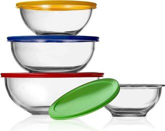 Multi 4Pc Glass Mixing Bowls Set With Lids