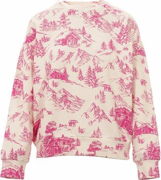 Allover Printed Fleece Sweatshirt