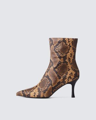 Brea Boot- Snakeskin Print Leather Heeled Ankle Boot