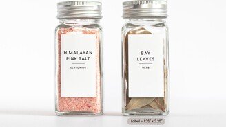 Minimalist Spice Labels Set 20-80 Matching Rectangle Jars & Round For Lids Custom Water & Oil Resistant