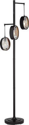 Modern Industrial Floor Lamp 73 1/2 Tall Matte Black 3-Light Marbleized Glass Drop Shade for Living Room Reading Family Bedroom Office Home