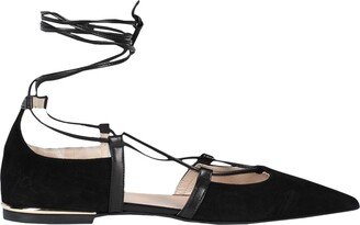 Code Laces Ballerina Ballet Flats Black