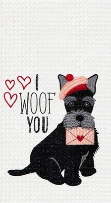 Scottish Terrier I Woof You Valentine's Day Kitchen Towel