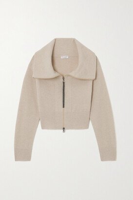 Cropped Ribbed Cashmere Cardigan - Neutrals