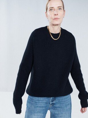 Crew Neck Wool And Cashmere-blend Ribbed Jumper