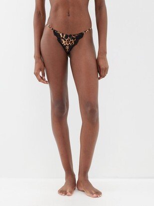 Molly Leopard-print Silk-satin Thong