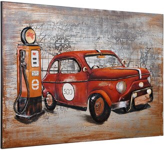 Red Car Metal Artwork