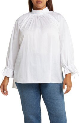 HARSHMAN Bianca Band Collar Cotton Poplin Blouse