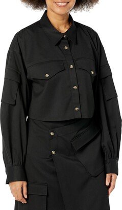 Women's Black Cropped Cargo Shirt Jacket by @karenbritchick