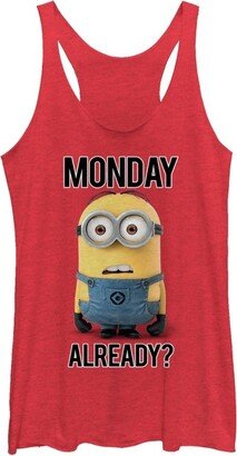 Despicable Me Women' Depicable Me Minion Monday Already Racerback Tank Top - Red Heather - 2X Large