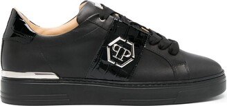 Logo-Plaque Leather Sneakers-AA