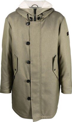 Button-Front Hooded Coat