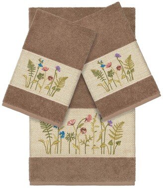 Serenity 3-Piece Embellished Towel Set - Latte-AA