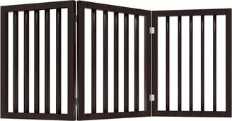 Pet Adobe Freestanding 3-Panel Pet Gate for Hallways, Doorways, and Stairs - 54.75, Dark Brown-AA