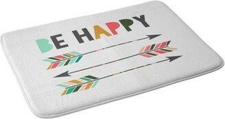 Chelcey Tate Be Happy Memory Foam Bath Mat Typography