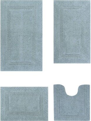 4pc Lux Collection Bath Rug Set Blue