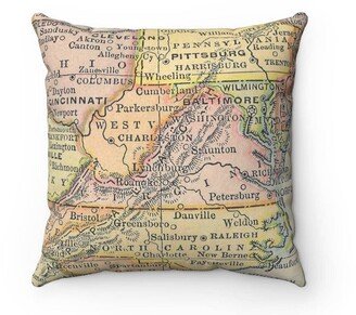 Vintage Virginia Map Pillow Cover