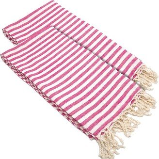 2pc Turkish Cotton Fun in The Sun Pestemal Beach Towel Bubble Gum Pink