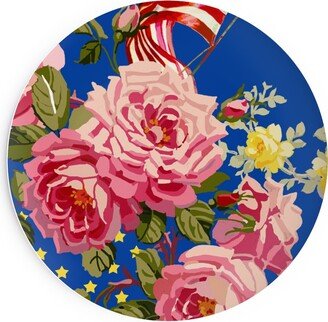 Salad Plates: Americana Summer Roses - Blue Salad Plate, Blue