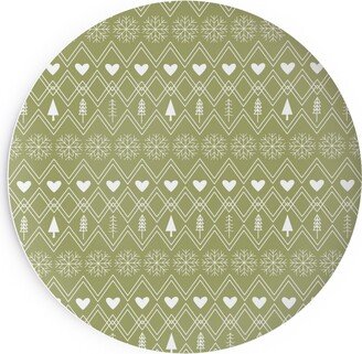 Salad Plates: Fair Isle - Green Salad Plate, Green