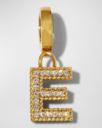 18k Gold & Diamond Letter E Charm