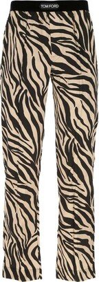 Zebra-Printed Logo Waistband Pyjama Bottoms