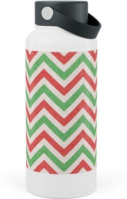 Photo Water Bottles: Mottled Holiday Zigzags Stainless Steel Wide Mouth Water Bottle, 30Oz, Wide Mouth, Multicolor