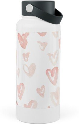 Photo Water Bottles: Pale Pink Hearts - Pink Stainless Steel Wide Mouth Water Bottle, 30Oz, Wide Mouth, Pink