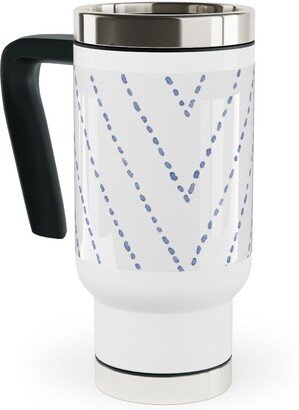 Travel Mugs: Painted Diamond Dash Travel Mug With Handle, 17Oz, White