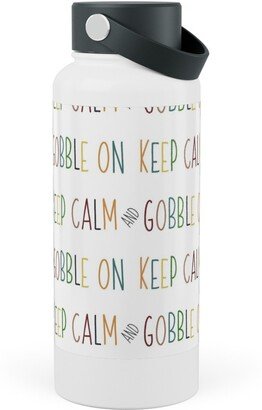 Photo Water Bottles: Keep Calm And Gobble - Fall Colors On White Stainless Steel Wide Mouth Water Bottle, 30Oz, Wide Mouth, Multicolor