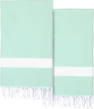 Set Of 2 Diamond Turkish Cotton Pestemal Beach Towels-AE