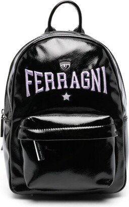 Logo-Patches Patent-Finish Backpack