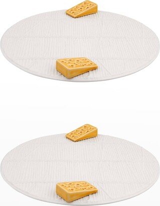 White Tray with Yellow Cheese, Set of 2