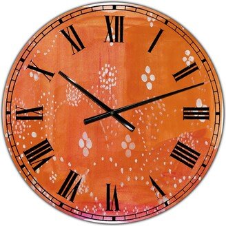 Designart Indian Orange Composition Oversized Mid-Century Wall Clock - 36