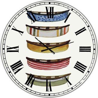 Designart Five Canoes Large Lake House Wall Clock - 36 x 36