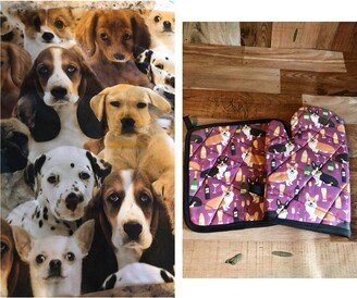 Puppy Themed Insulated/Quilted Pot Holder & Oven Mitt Set/Individual