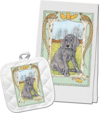 Weimaraner Kitchen Dish Towel & Pot Holder Gift Set