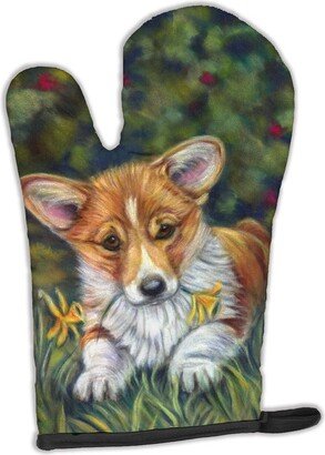 Corgi Pup and Daffodils Oven Mitt