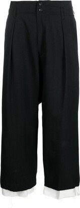 Layered Box-Pleat Cropped Trousers