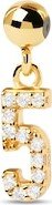 Pdpaola™ at Cubic Zirconia Number 5 Bead Charm in Sterling Silver with 18K Gold Plate