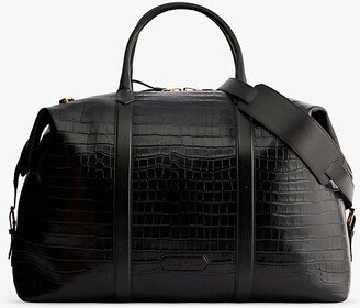 Black Croc-embossed Giant Leather Holdall bag