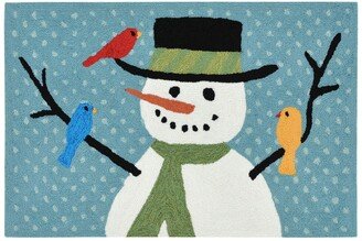 Front Porch Indoor/Outdoor Snowman And Friends Blue 2' x 3' Area Rug