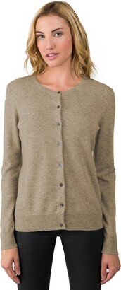 Jennie Liu Women's 100% Cashmere Button Front Long Sleeve Crewneck Cardigan Sweater