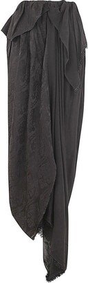 Asymmetric Draped Midi Skirt-AB