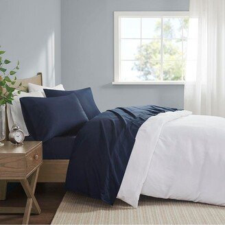 Gracie Mills 4-pc Pima Cotton Sateen Sheet Set, Navy - Queen