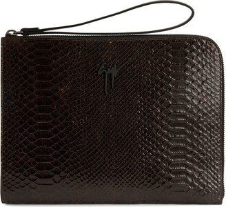 Fabian snakeskin-effect clutch