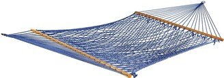 Bliss Hammocks BH-410BK 60 Wide Cotton Rope Hammock w/ Spreader Bar, S Hooks, & Chains | Indoor, Outdoor, Poolside,