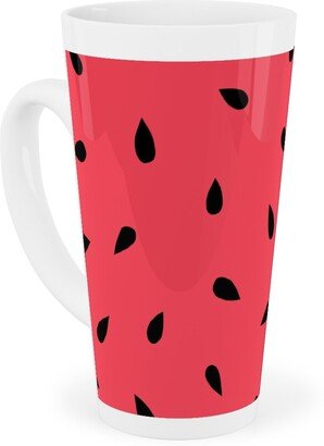 Mugs: Watermelon Fruit Seeds Tall Latte Mug, 17Oz, Red
