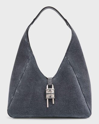 Medium G Hobo Bag in Washed Denim